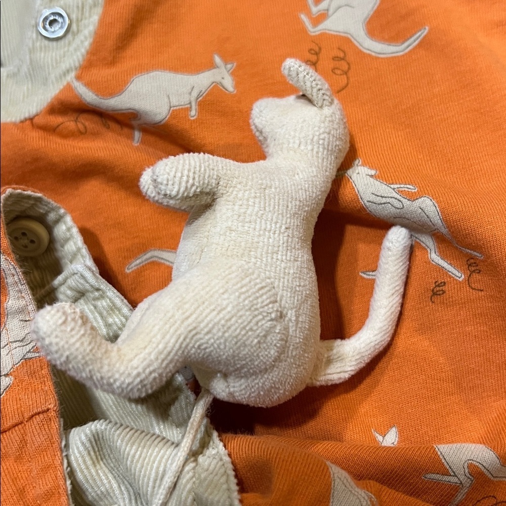 HTF Gymboree Vintage Kangaroo print overalls with stuffed kangaroo size 3-6M - Picture 12 of 14